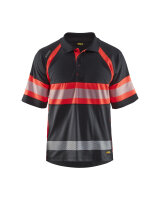 UV Polo Shirt High Vis Klasse 1 Schwarz/High Vis Rot...