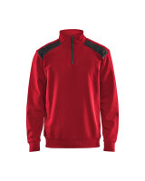 Sweater mit Half-Zip 2-farbig Rot/Schwarz...
