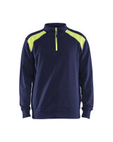 Sweater mit Half-Zip 2-farbig Marineblau/ High Vis Gelb...