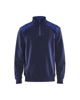 Sweater mit Half-Zip 2-farbig Marineblau/Kornblau...