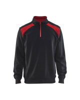 Sweater mit Half-Zip 2-farbig Schwarz/Rot...