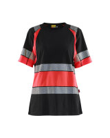 Hivis T-shirt two col class 1 Ladies Schwarz/Rot...