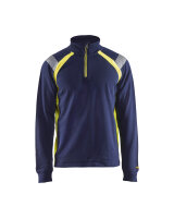 Sweatshirt mit Half-Zip Marineblau/ High Vis Gelb...