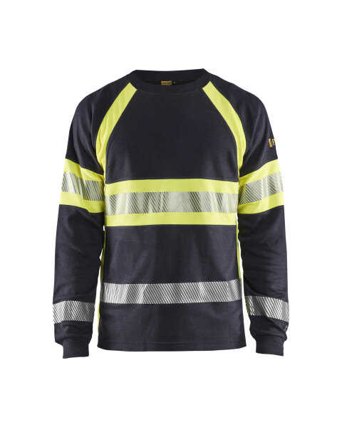 Flammschutz Langarm Shirt Marineblau/ High Vis Gelb (Blåkläder)