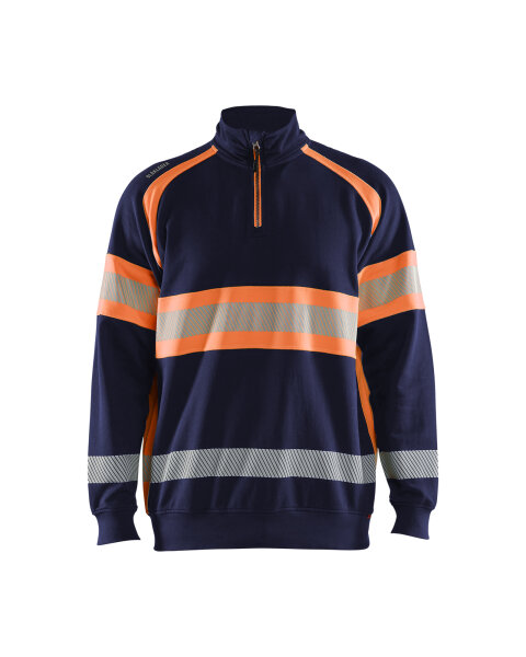 Hi-vis Sweatshirt half-zip Marinblau/Orange (Blåkläder)