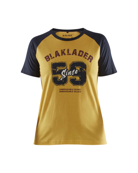Blåkläder - Damen T-Shirt limited Blaklader since 1959 Gelb/Dunkel Marineblau  - XXL