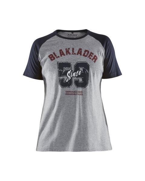 Blåkläder - Damen T-Shirt limited Blaklader since 1959 Grau melange/Dunkel Marineblau  - L